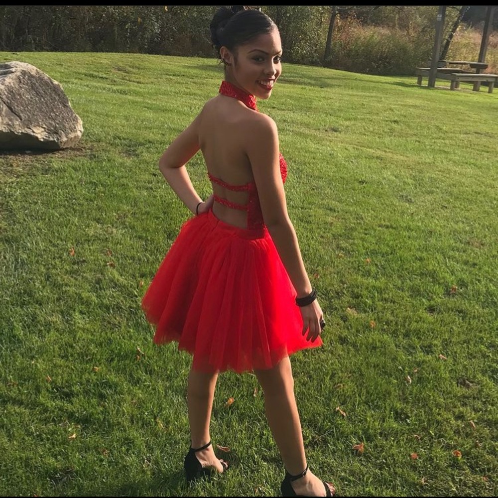 Prom/ homecoming red diamond dress